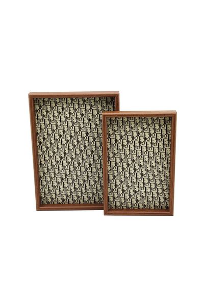 Mena Rise Murahzeshop Pablito Home Pbt-360 Patterned - Brown Set of 2 Rectangular Wooden Bamboo Presentation Table