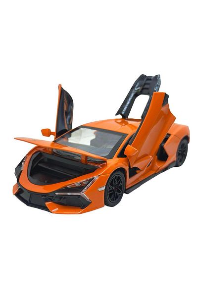 BaoBao Lamborghini Revuelto toy car with smoke, scale 1:24, orange, metallic