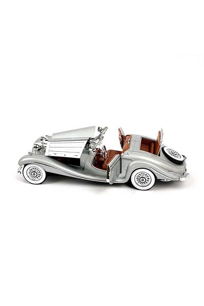 BaoBao Metal Model Car Mercedes-Benz 500K Roadster 1:24 Silver With Moving Doors And Hood BaoBao