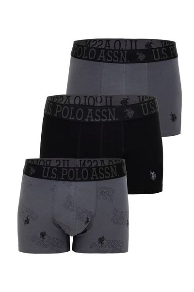 U.S. Polo Assn. Men'S, Licensed, Uspa, Black-Anthracite 3-Piece Boxer (Boxed)