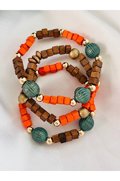 COCOSH TAKI سوار متعدد الألوان من الخرز الخشبي باللون الفيروزي والأزرق والبرت...