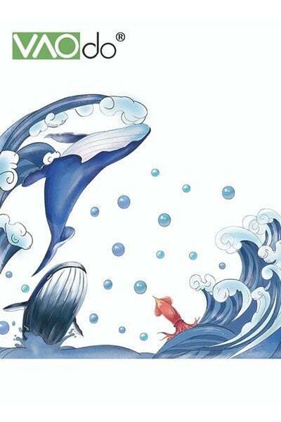 VAODO Printed Wall Sticker Wave Wall Decoration Sticker Home Decoration Waterproof PVC Material Suitable