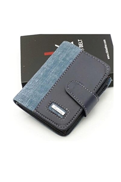 Newish Polo Kot Kumaş Bozuk ve Kağıt Para Kartlık ve Cüzdan - Mavi - Lacvert