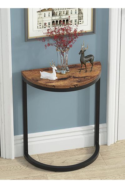 sharpdo Retro Wrought Iron Semicircular Design Coffee Table Side Table 50*25*60CM
