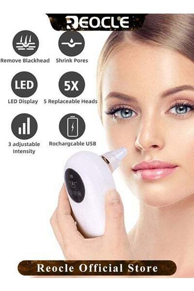 REOCLE Blackhead Remover Pore Vacuum Facial Pore Cleaner with 5 Suction Heads & 3 Adjustment Mode