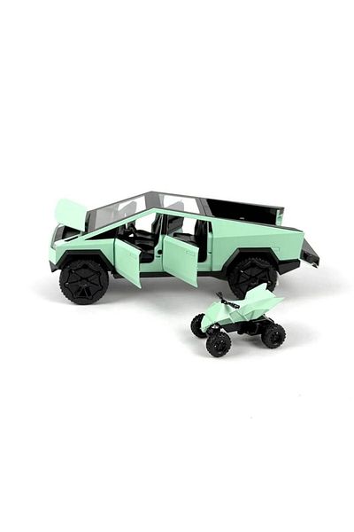 BaoBao Light green Tesla Cybertruck, 1:24 scale metal model, with mini ATV included – BAOBAO