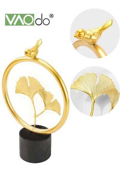 VAODO Ginkgo Leaf Ornament Light Luxury Creative Desktop Ornament Metal Craftsmanship Suitable