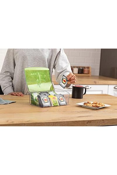 Mena Rise Şirinshop 6 Compartment Transparent Sachet Tea Box, Acrylic Transparent Sachet Tea Box, Evonox 6 Compartment