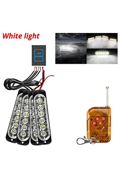 Choice4 ضوء تحذير وامض لاسلكي أبيض للسيارة بـ 24 مصباح LED، يعمل بجهد 12-24 ف...
