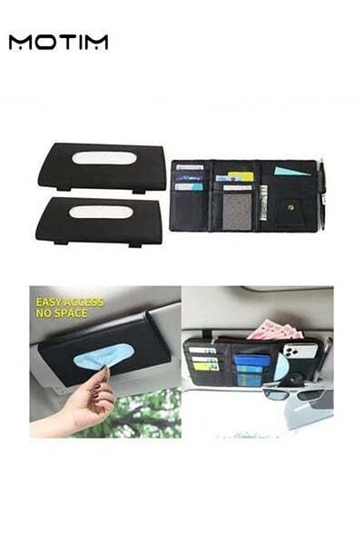MOTIM 2 Pcs Car Tissue Holder PU Leather Tissue Box Car Visor Napkin Holder Car Sun Visor Organizer