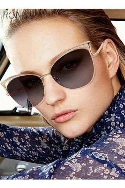 ROAISS Women's Polarized Cat Eye Sunglasses UV400 Protection Sun Glasses with Gold Metal Frame
