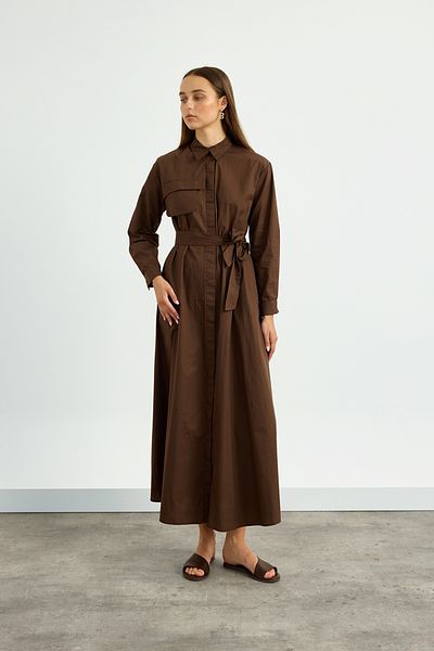Birgül Bektaş Καφέ φόρεμα Poplin Trench