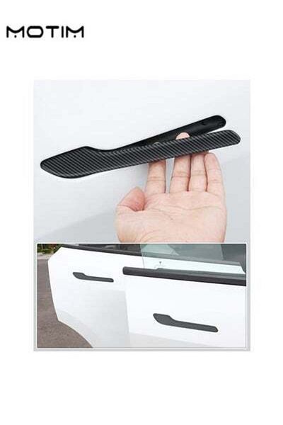 MOTIM 4 Pack Carbon Fiber Door Handle Protector Sticker for Tesla Model 3/Y, Car Door Handle Stickers