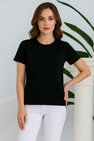 nacar çarşı Жіноча футболка з круглим вирізом, коротким рукавом, чорного коль...