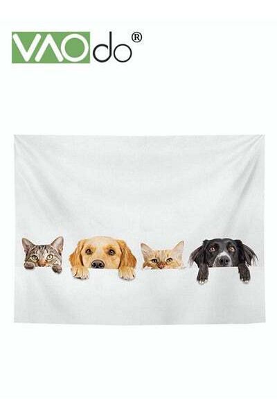 VAODO Pet Profile Photo Tapestry Short Plush Home Decoration Wall Hanging Live Broadcast Photo Background