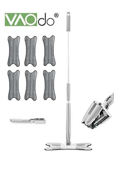 VAODO 8 قطع من ممسحات الأرضيات المسطحة، 6 قطع من وسادات الممسحات والمماسح والممسحات المطاطية، ممسحات إزالة الغبار من الأرضيات، ممسحات مبللة وجافة