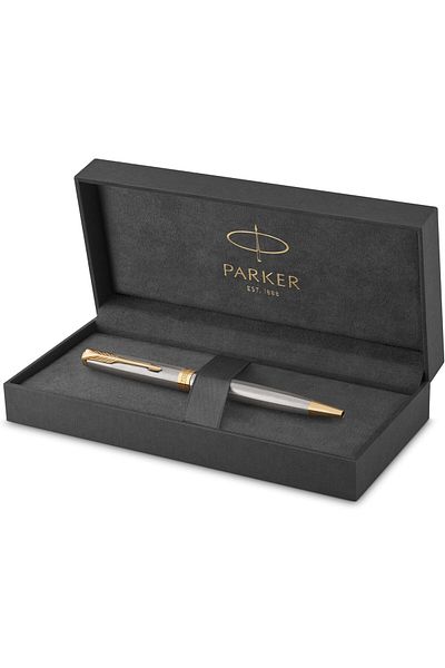 Mena Rise Şirinshop Sonnet Stainless Steel Gold Design Ballpoint Pen, Medium Thickness Nib, Blue m