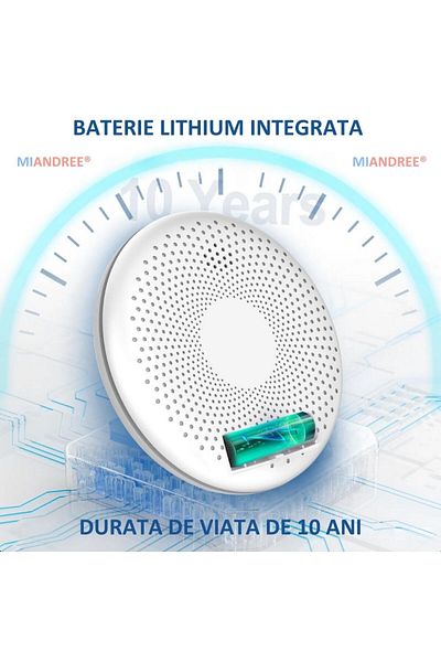 MIANDREE Smart 2-in-1 Wi-Fi Smoke and Carbon Monoxide Detector, MIANDREE®, 10 Year Battery