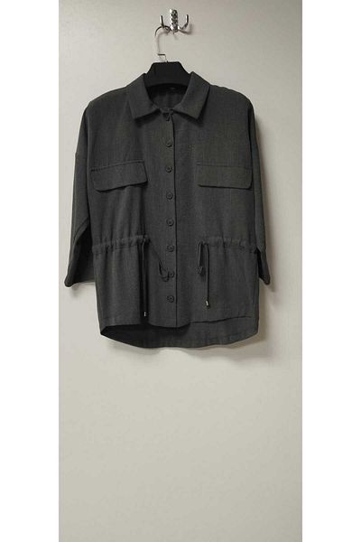 EVRA Shirt Collar Chest Pocket Waist Tightening Shirt