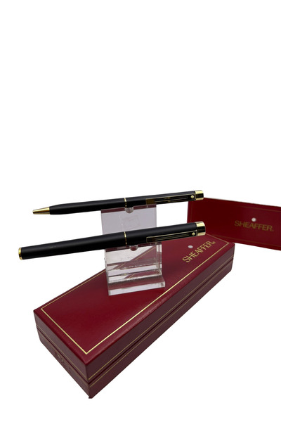 Sheaffer dolma kalem - tükenmez set sarı klips altın uç