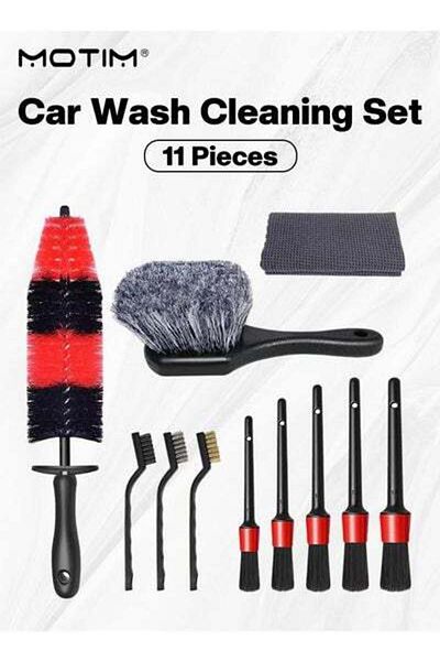 MOTIM 11 Pcs Car Cleaning Kit for Washing Wheels and Details, Interior Exterior Car Cleaning Set