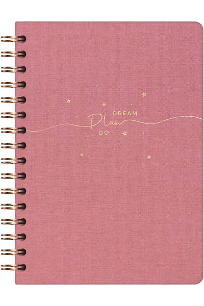 Mena Rise Diyar-Ifırsatshop A5 Spiral Hard Cover Linen Checkered Undated Notepad Pink 1017157