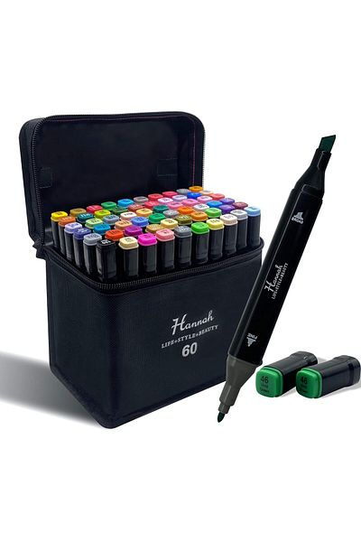 Mena Rise Diyar-Ifırsatshop Double-Sided Marker Set Stand with Black Bag Made of Colorful Pens