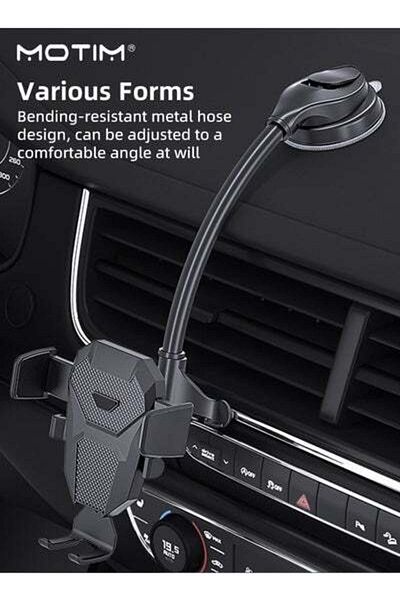 MOTIM Gravity Car Phone Holder Dashboard Long Arm Car Phone Holder Suction Cup Universal Mobile Holder