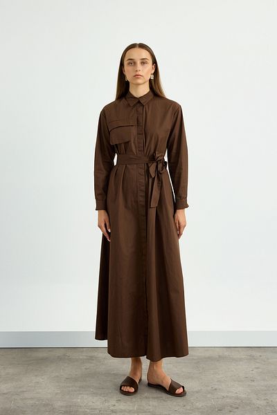 Birgül Bektaş Καφέ φόρεμα Poplin Trench
