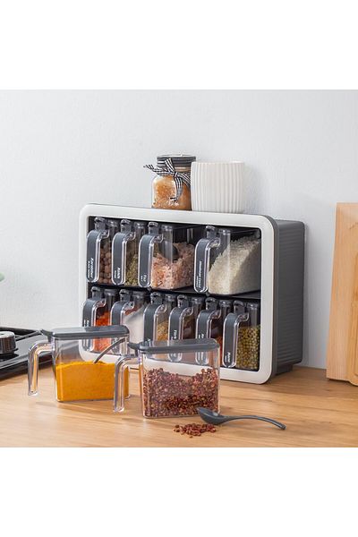 Mena Rise Diyar-Ifırsatshop 1118 12Li Stand Self Adhesive Spoon Lid Spice Rack Store