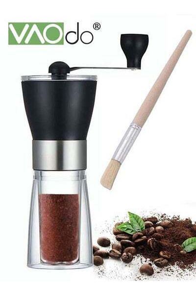 VAODO Manual Coffee Grinder Home Coffee Grinding Maker with Cleaning Brush Whole Body Washable Portable