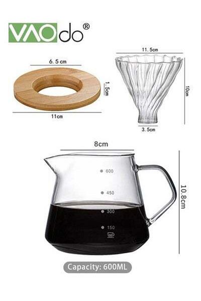 VAODO 103PCS Pour Over Coffee Machine Set With Extra Large Coffee Dripper High Borosilicate Cold