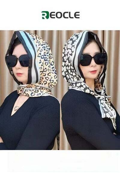 REOCLE Women's Chiffon Hijab Muslim Casual Scarf Floral Pearl Turban for Ladies Beading Decoration
