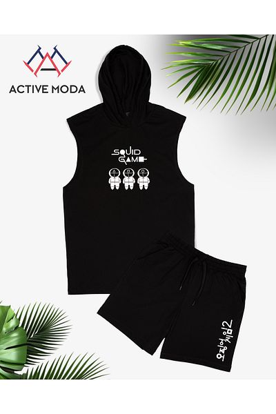 ACTIVE MODA Set de 2 pantaloni scurți pentru gimnastică pentru bărbați SQUID GAM
