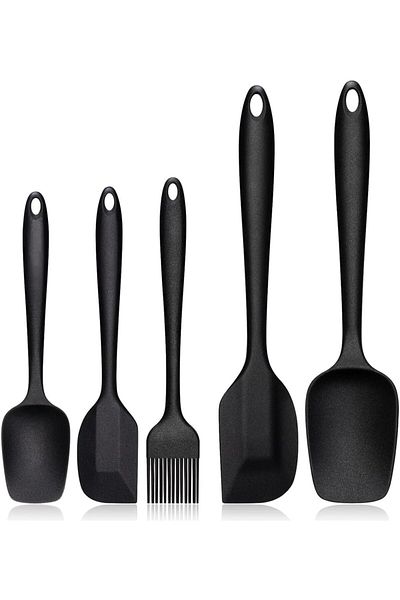 Mena Rise Şirinshop 5 Piece Silicone Spatula and Brush Set, Black 1108107