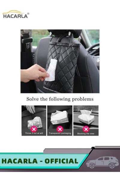 MOTIM 1 Pcs Car Tissue Box PU Leather Car Hanging Tissue Holder For Backseat Hooks Storage Holder