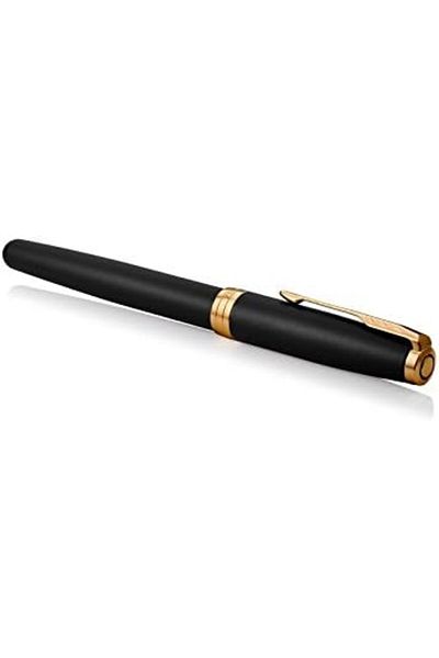 Mena Rise Diyar-Ifırsatshop Sonnet Matte Black Gold Design Fountain Pen, Medium Thickness Nib, Blue Mü