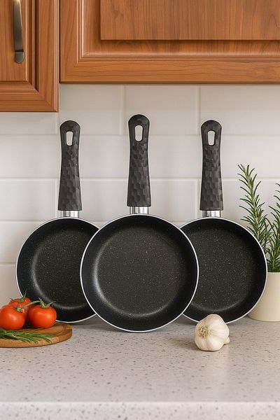 Brillant Lizaplus 3-Piece Teflon Single Handle Pan Set 20 24 28 cm