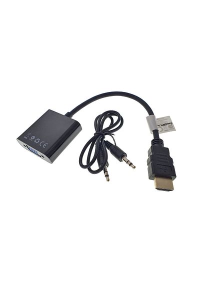 Lanberg Adapter, HDMI to VGA signal converter + 3.5mm female audio jack, AD-0017-BK, Lanberg, unidirectional