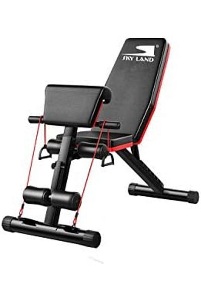 Skyland SKY LAND Fitness Multi-Function Adjustable Weight Bench With An Extreme Elastic Rope, Black