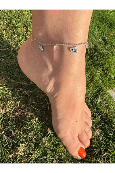 bijuxbymrv Eye Charmed Stone Dangle Anklet Gold Color