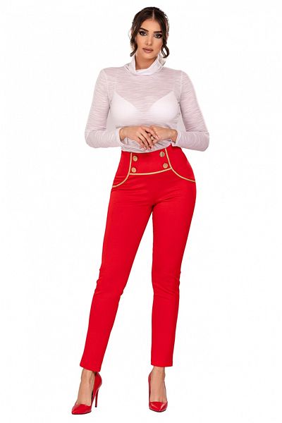 Atmosphere Fashion Red pants with a vipusca and gold buttons