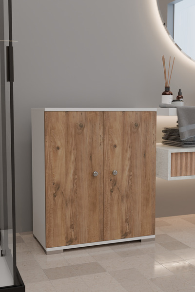 Remaks ŞELALE 3 Bölmeli Banyo Dolabı Deterjan Dolabı Banyo Rafı MEŞE