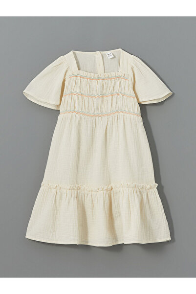 LC Waikiki Vizyon New Season Basic Muslin Drawstring Girls' Dress