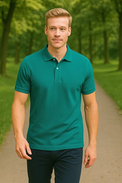 Duss Men's Pocketless Polo Neck T-Shirt