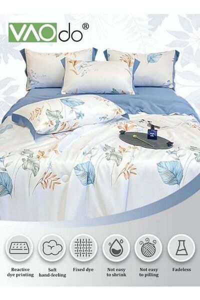 VAODO 4pcs Silk bedding set King size duvet set Luxury duvet cover set for skin Anti-wrinkle Non-pilling