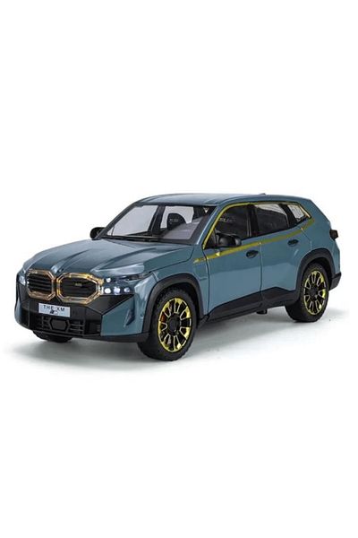 BaoBao BMW XM Blue Gray Scale 1:24 SUV Metal Sound Lights BAOBAO