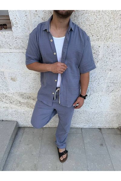 laqa Muslin Shirt Baggy Set