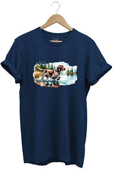 WİDİ Tricou cu potrivire normală din bumbac 100% imprimat pentru câine de vân...