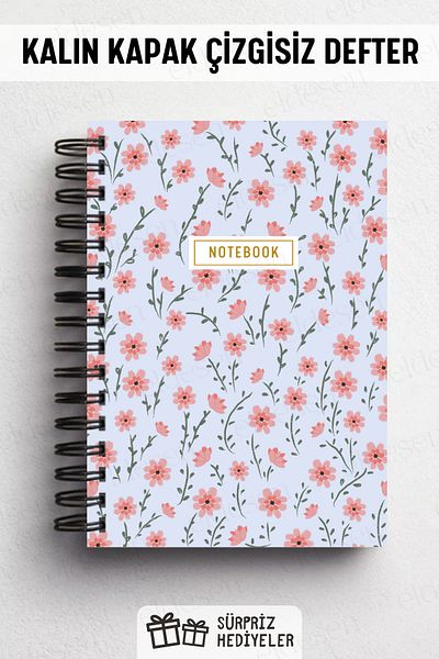 Eldesen Tasarım Spiral Thick Cover Unlined Notebook, A5 Size 80 Sheets 160 Pages, Unlined Notebook